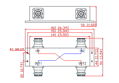 698-3800MHz 3dB Hybrid Coupler 0